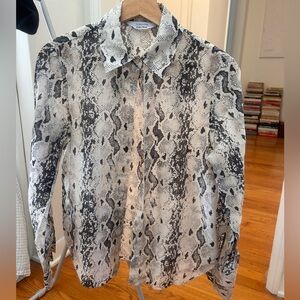 & Other Stories Black and Cream Snake-Print Blouse, Size 2 (Small)